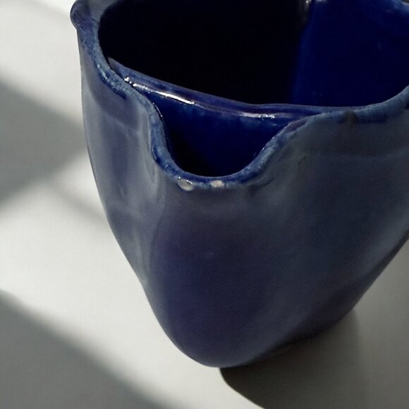 Vintage BLUE Pottery Gravy Boat Fat Separator - Fredericksburg CA - Picture 5 of 8